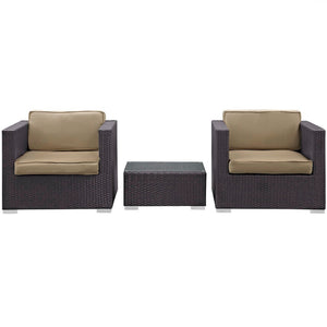 Burrow 3 Piece Outdoor Patio Sofa Set by Modway