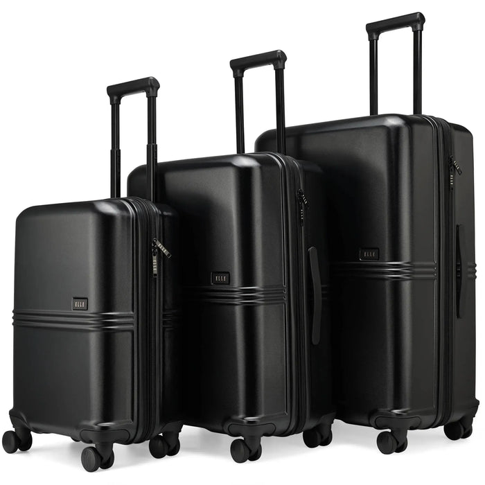 Travellty Expedition 3 Piece Expandable Polycarbonate Luggage Set in Black