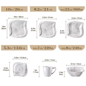 Elvira Marble Grey 36 Piece Dinnerware Set