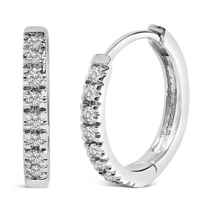 14K Rose Gold 1/5 CTW Diamond Huggie Hoop Earrings