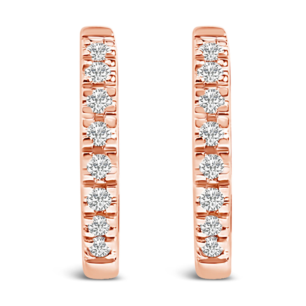 14K Rose Gold 1/5 CTW Diamond Huggie Hoop Earrings
