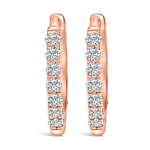 10K Rose Gold 1/4 Cttw Diamond Double Sided Huggie Hoop Earrings