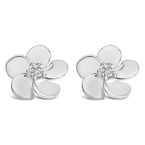 10K White Gold 1/3 Cttw Lab Grown Diamond Flower Petal Stud Earrings