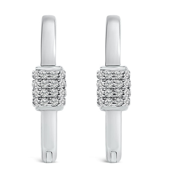10K White Gold 3/8 Cttw Lab Grown Diamond Heart Shaped Huggie Hoop Earrings