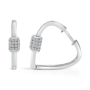10K White Gold 3/8 Cttw Lab Grown Diamond Heart Shaped Huggie Hoop Earrings