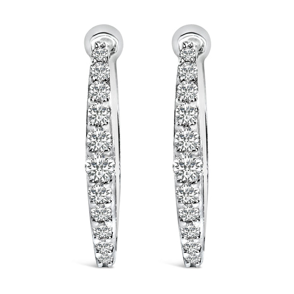 10K White Gold 1/4 Cttw Lab Grown Diamond Heart Shaped Huggy Hoop Earrings