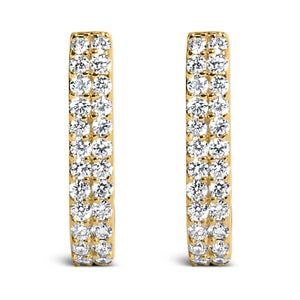 10K White Gold 1/4 Cttw Lab Grown Diamond Double Row Huggie Hoop Earrings