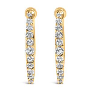 10K White Gold 1/4 Cttw Lab Grown Diamond Heart Shaped Huggy Hoop Earrings