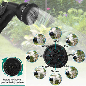 Expandable Garden Hose Flexible Water Hose with 8 Spray Nozzle Lightweight