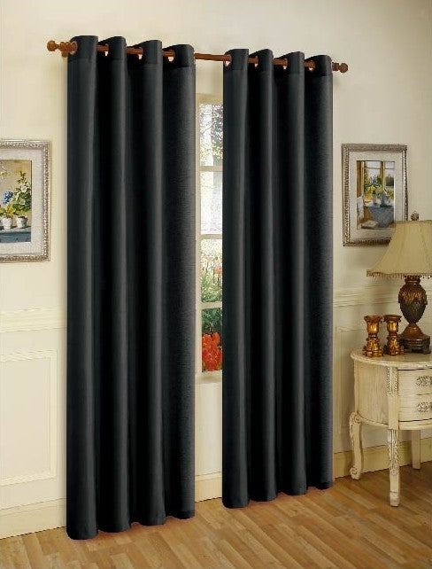 Set of Two 84" Solid Grommet Faux Silk Window Panels