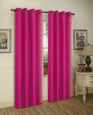 Set of Two 84" Solid Grommet Faux Silk Window Panels