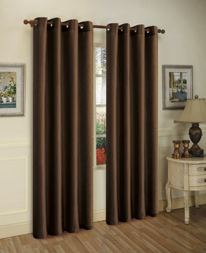 Set of Two 84" Solid Grommet Faux Silk Window Panels