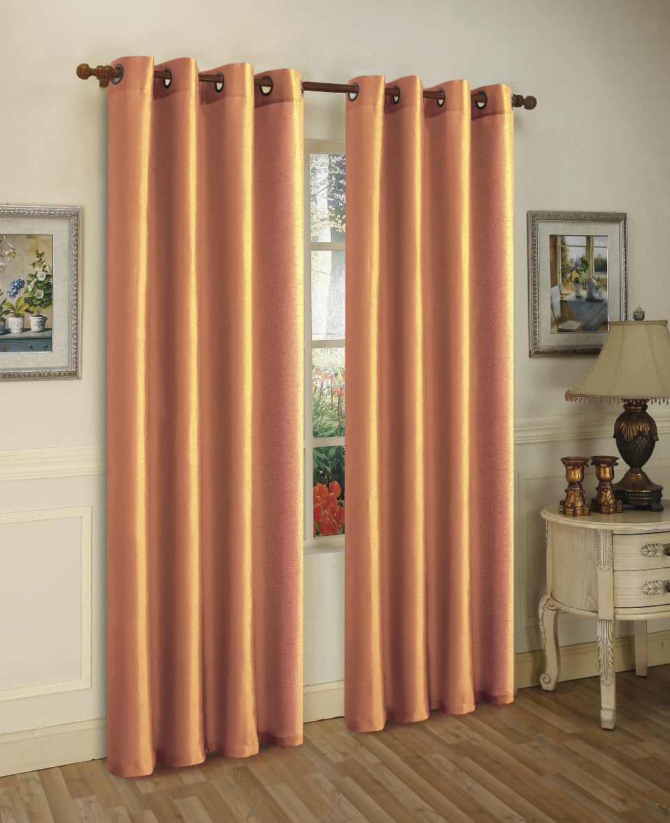 Set of Two 84" Solid Grommet Faux Silk Window Panels