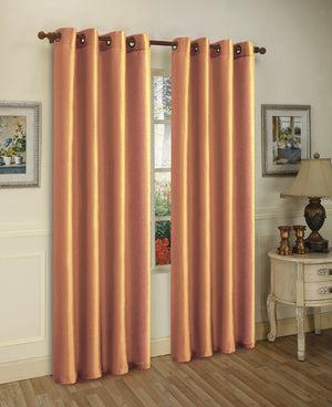 Set of Two 84" Solid Grommet Faux Silk Window Panels