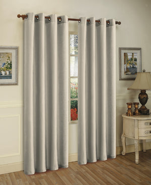 Set of Two 84" Solid Grommet Faux Silk Window Panels