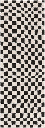 Lajos Black & White Checkered Plush Rug