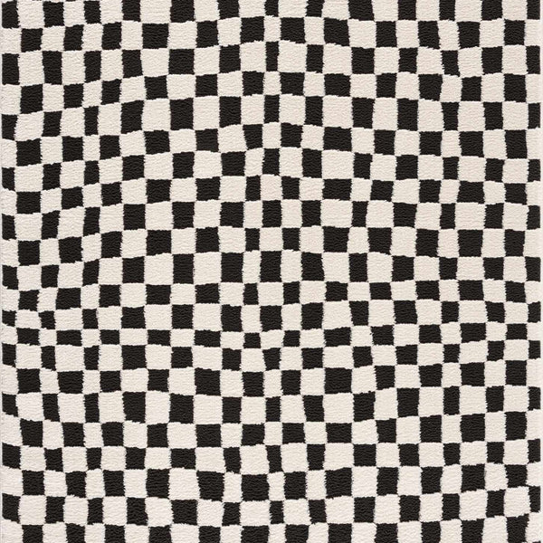 Lajos Black & White Checkered Plush Rug