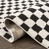 Lajos Black & White Checkered Plush Rug