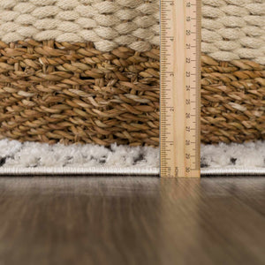 Keita Cream & Black Grid Plush Rug