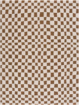 Lajos Brown Checkered Shag Rug
