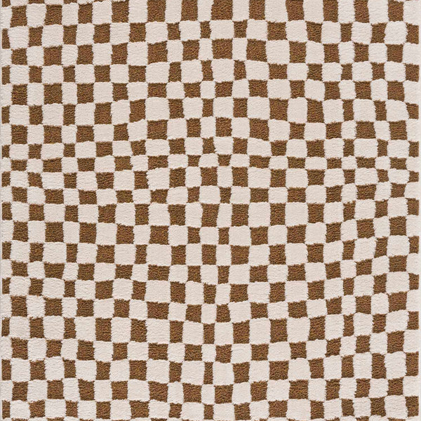Lajos Brown Checkered Shag Rug