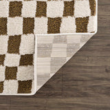 Lajos Brown Checkered Shag Rug