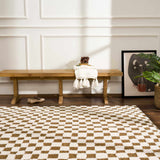 Lajos Brown Checkered Shag Rug