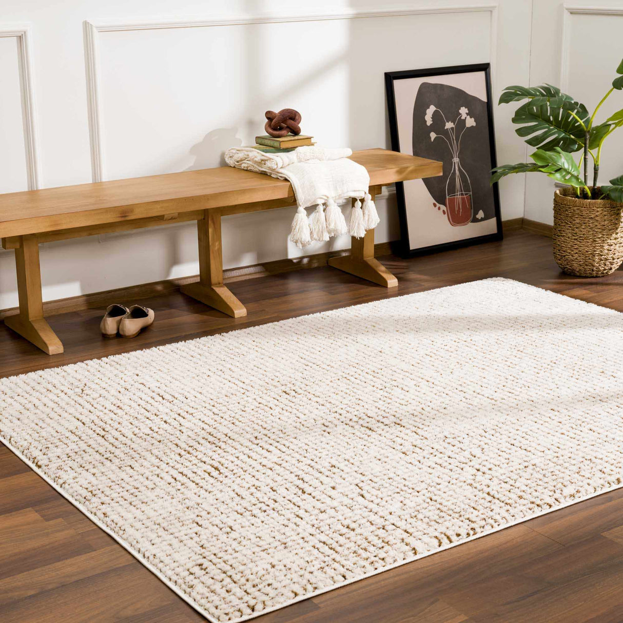 Keita Cream & Brown Area Rug