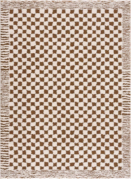 Leryn Brown Checkered Plush Rug