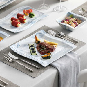 Flora Marble Grey 26 Piece Dinnerware Set