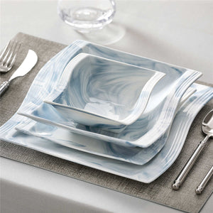 Flora Marble Grey 26 Piece Dinnerware Set