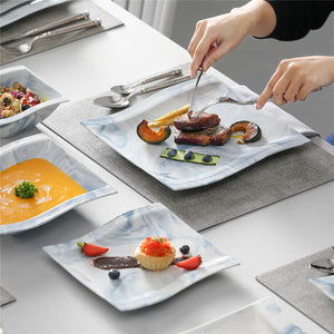 Flora Marble Grey 26 Piece Dinnerware Set