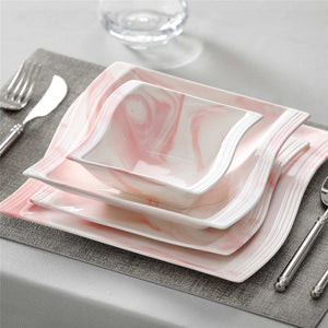 Flora Marble Pink 26 Piece Dinnerware Set