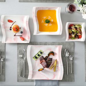 Flora Marble Blue 26 Piece Dinnerware Set