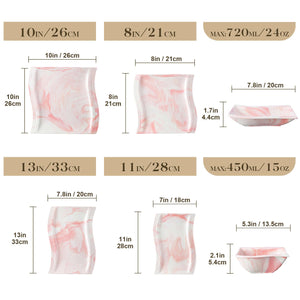 Flora Marble Pink 26 Piece Dinnerware Set