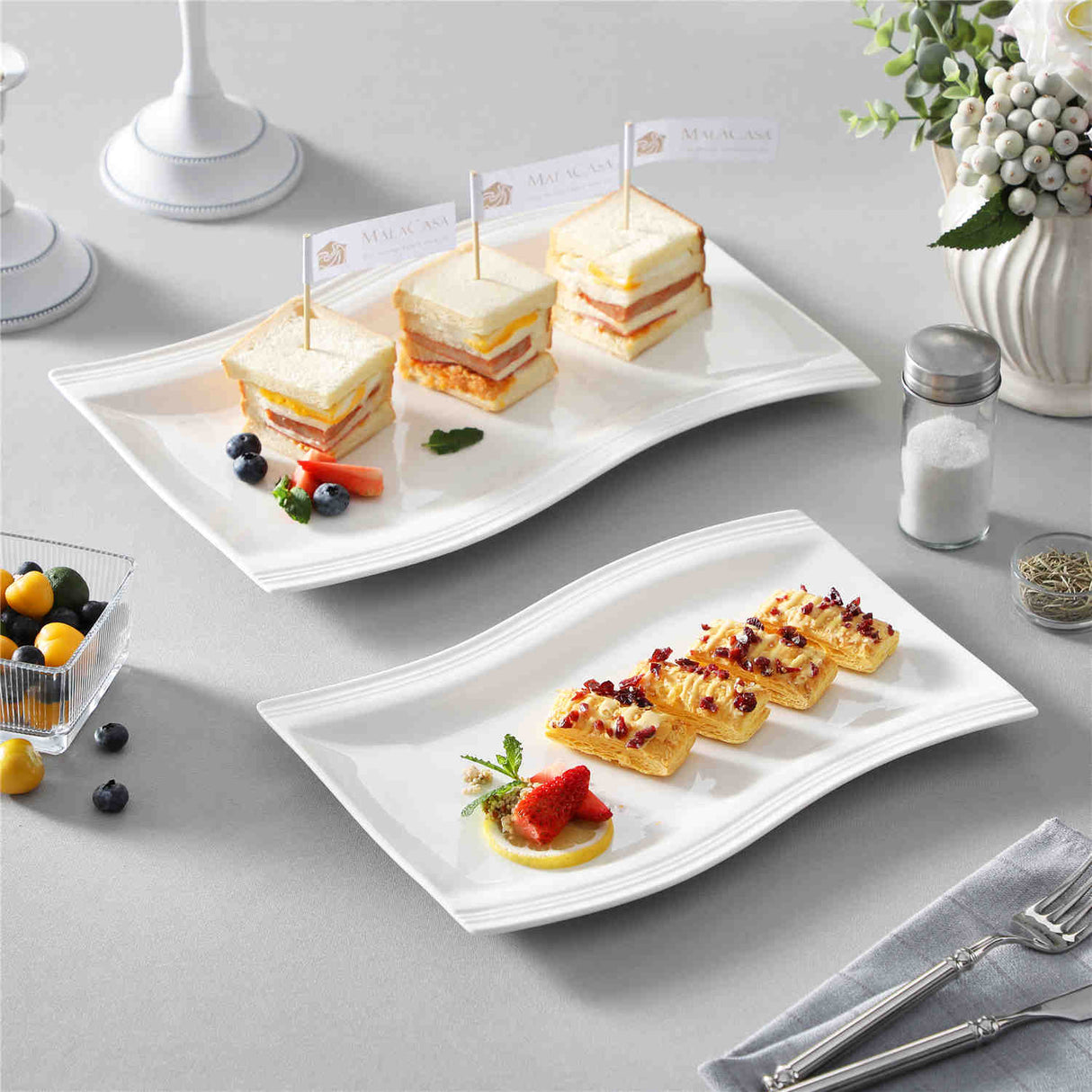 Flora Marble Grey Platters Set of 2