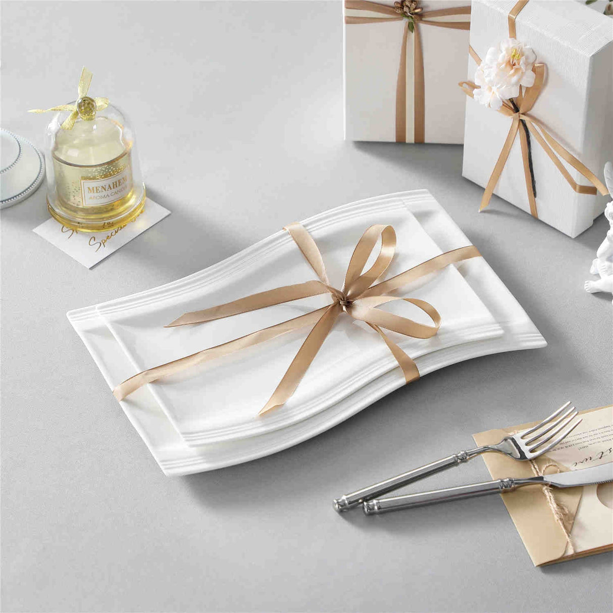 Flora Marble Grey Platters Set of 2