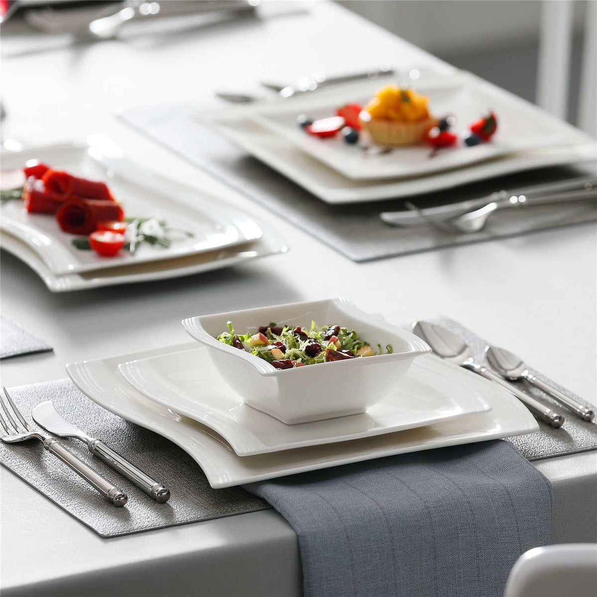 Flora Marble Grey 30 Piece Dinnerware Set
