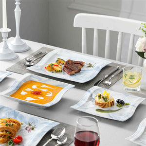 Flora Marble Blue 30 Piece Dinnerware Set