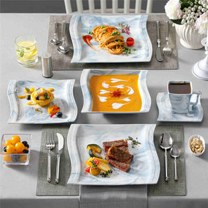 Flora Marble Blue 30 Piece Dinnerware Set