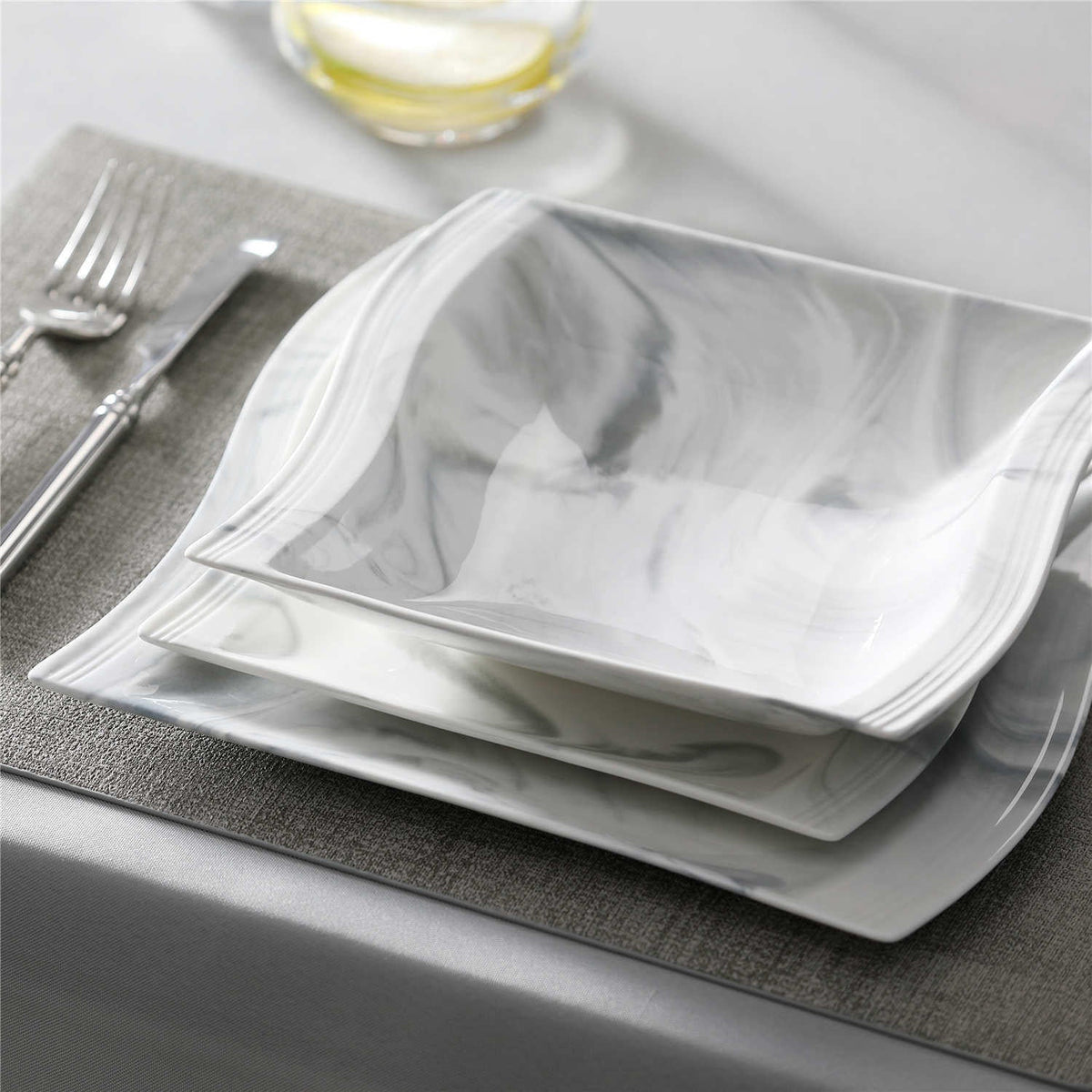 Flora Marble Pink 30 Piece Dinnerware Set