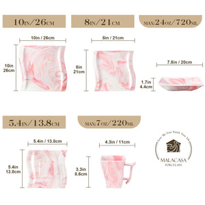 Flora Marble Blue 30 Piece Dinnerware Set