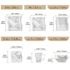 Flora Marble Grey 36 Piece Dinnerware Set