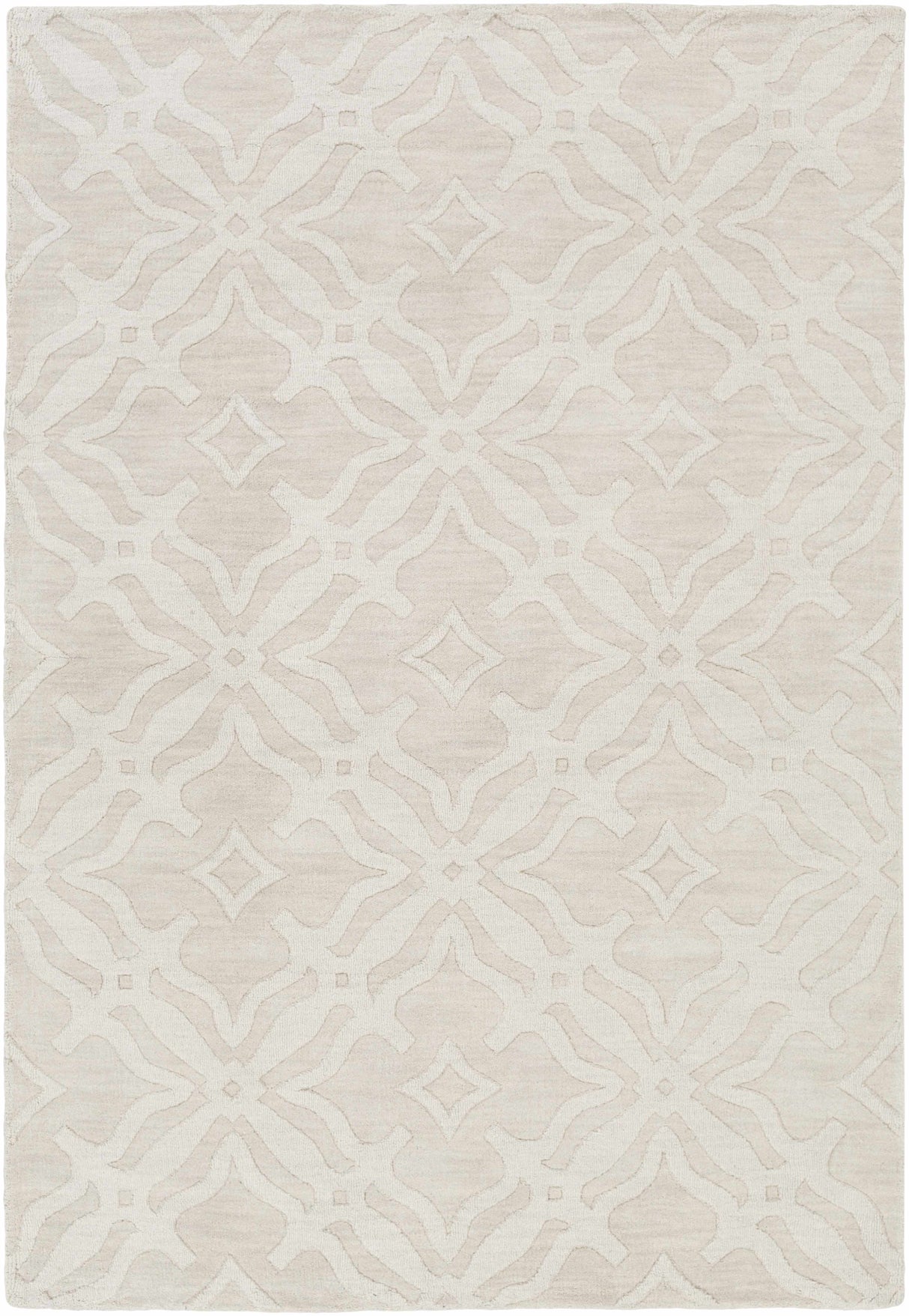 Fyffe Embossed Beige Wool Area Rug