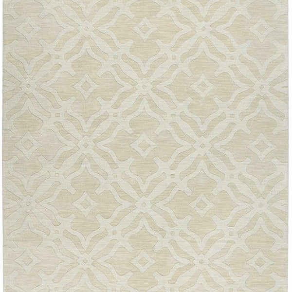 Fyffe Embossed Beige Wool Area Rug
