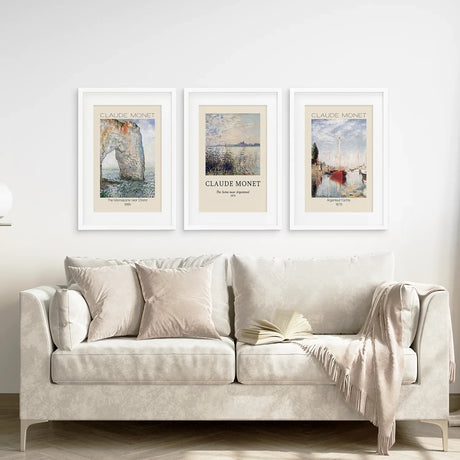 Claude Monet Art Set of 3 Beach Posters Decor