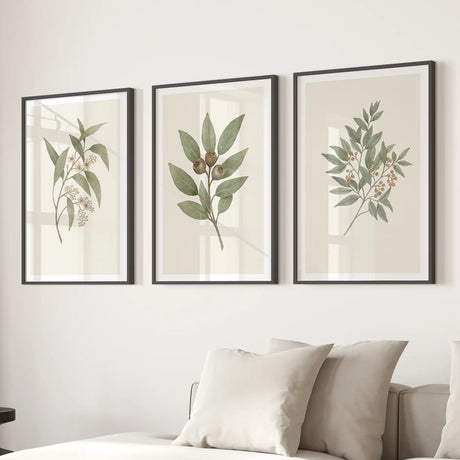 Vintage Neutral Botanical Gallery Wall Print Set