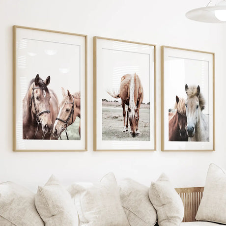 Horses. Modern Farmhouse Prints. Western Set of 3