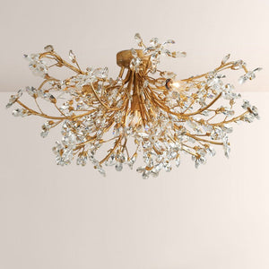 Crystal Floral Chandelier 28" 4-Light E12 Iron Ceiling Fixture
