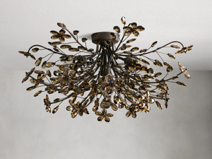 Crystal Floral Chandelier 28" 4-Light E12 Iron Ceiling Fixture